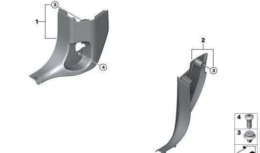 Copertura interna in basso a destra OEM 51437412922 per BMW F52. BMW originale BMW. Ideale per sostituire la plastica laterale del pavimento di co -pilota. Colore nero