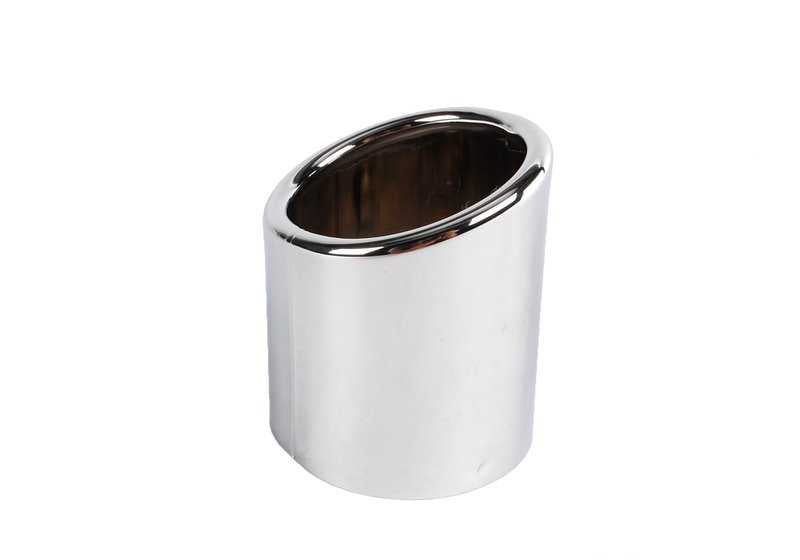 Embellecedor de salida de escape cromado OEM 18107511434 para BMW E46. Original BMW.
