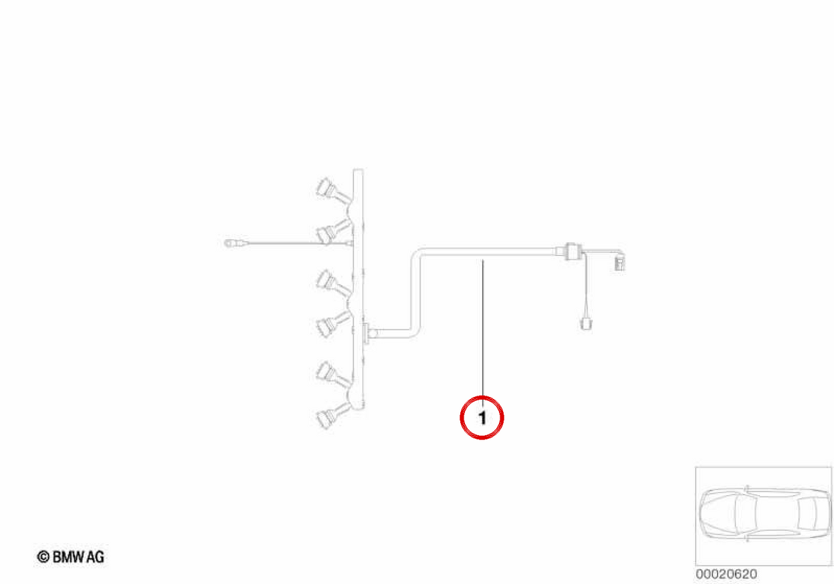 Cableado módulo de encendido motor OEM 12517518022 para BMW E39. Original BMW.