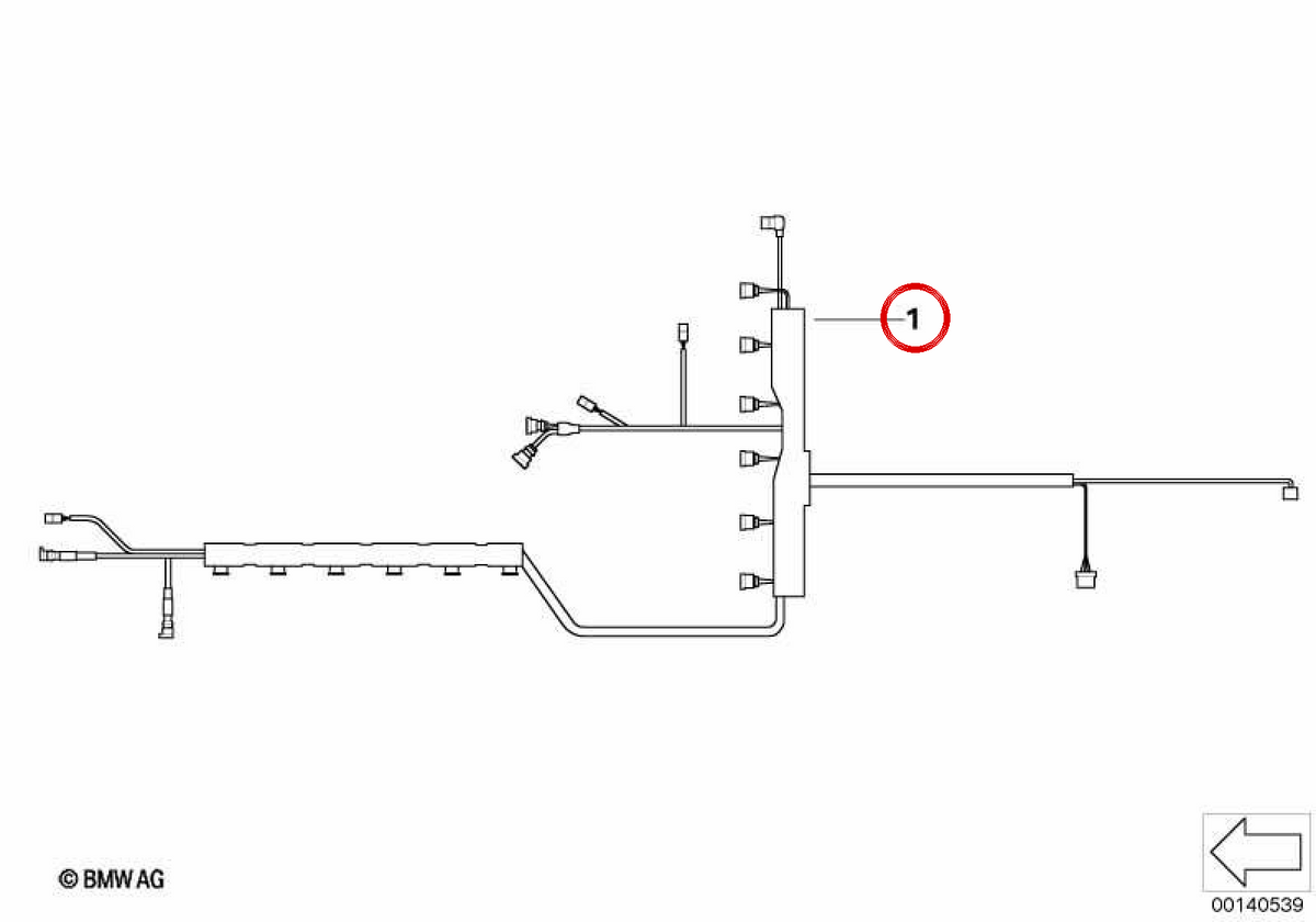 Cablaggio per iniettori e accensione OEM 12517566519 per BMW E82, E88, E90, E91, E92, E93. BMW originale.
