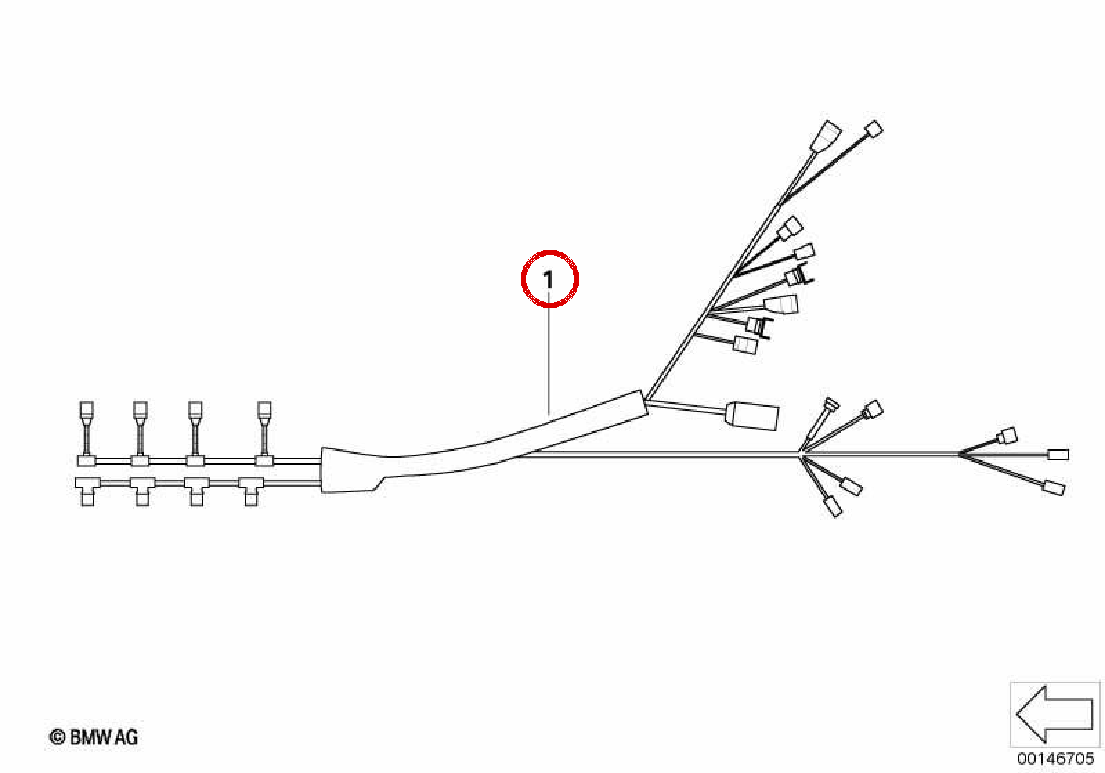 Cableado de inyectores y encendido OEM 12517570534 para BMW E81, E82, E87, E88, E90, E91, E92, E93. Original BMW.