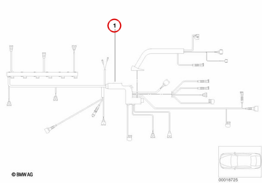 Motor wiring OEM module 12517575447 for BMW E60, E61, E63, E64. Original BMW.