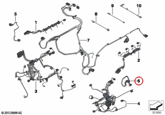 Valvetronische OEM -Motorkabel 12517633267 für BMW F07, F10, F11, F06, F12, F13, F01, F02. Original BMW.