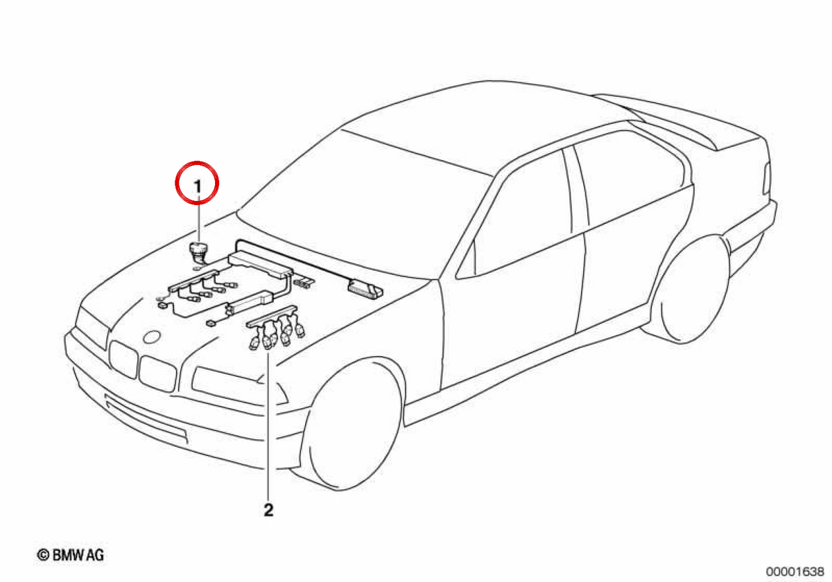 DDE engine wiring OEM 12517788151 for BMW E38. Original BMW.