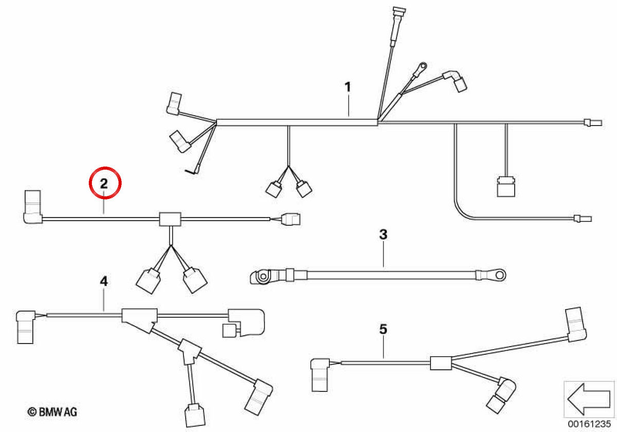 OEM air conditioning compressor wiring 12517841229 for BMW E60, E61, E63, E64. Original BMW.