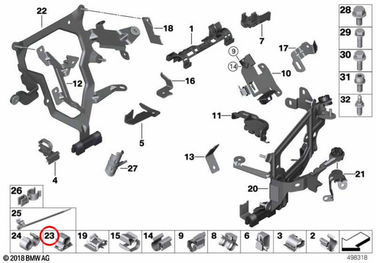 Suporte de braçadeira OEM 12517844292 para BMW F10, F06, F12, F13. BMW genuíno.