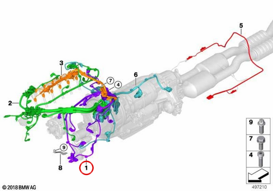 Câblage du capteur de moteur OEM 12518088723 pour BMW G20, G21, G26, F97, F98. BMW d'origine.