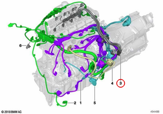 Fiação do módulo de ignição do motor OEM 12518482363 para BMW G42, G20, G21, G28, G22, G23, G26, G01, G02. BMW genuíno.