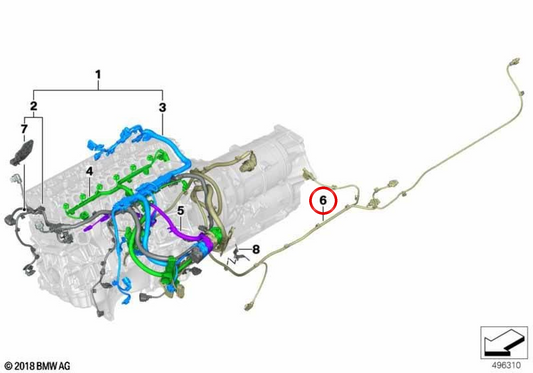 Cavo di alimentazione OEM 12518490490 per BMW 8 G16 Serie (840D XDRive) con motore B57T. Compatibile con i modelli dal 07/2019 al 06/2026. BMW originale.