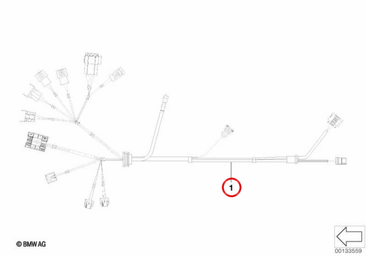 Cableado módulo motor y transmisión OEM 12518511696 para BMW E90, E91, E84. Original BMW.