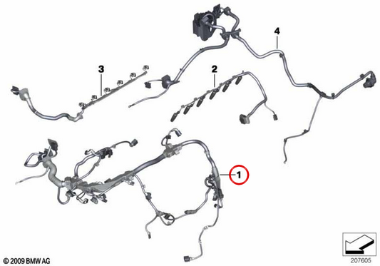 Fiação do motor DDE OEM 12518515463 para BMW E84. BMW genuíno.