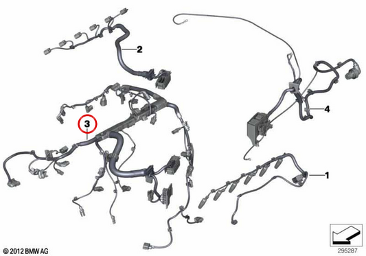 Cableado módulo motor OEM 12518574019 para BMW F30, F31, F34, F32, F33, F36. Original BMW.