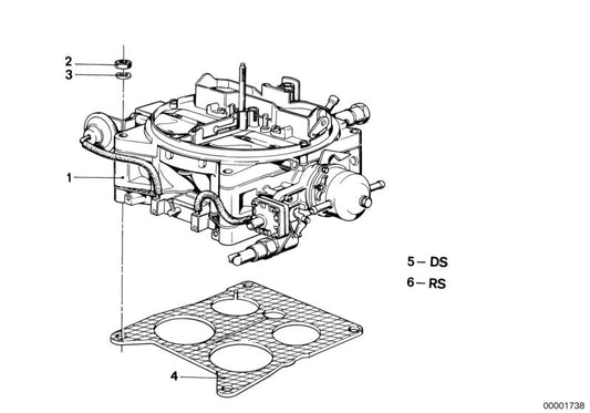 Junta OEM 13111271960 para BMW E21 y E12. Compatible con todos los modelos con motor M20 y carburador 4A1. Original BMW.