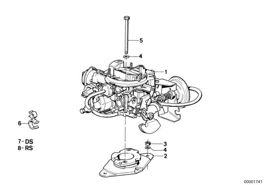 Brida de carburador OEM 13111269599 para BMW E21 315 (1981-1983) y E30 316/316i (1982-1988). Pieza original BMW.