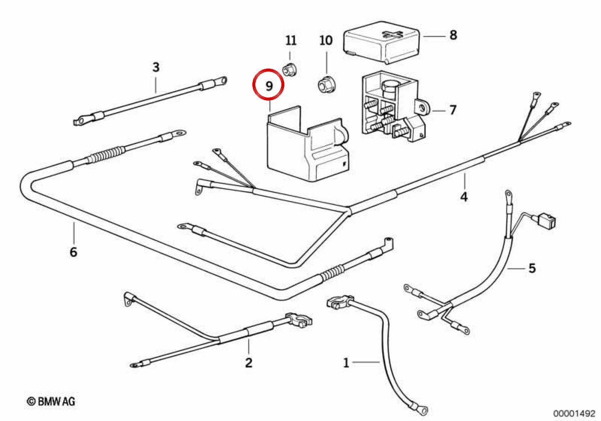 Couverture de support B + OEM 12521736073 pour BMW E34, E32, E31. BMW d'origine.