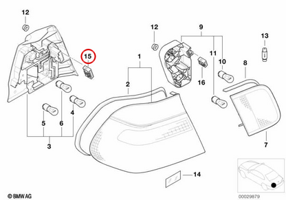 Conector de carcasa OEM 12527519956 para BMW E46. Original BMW.