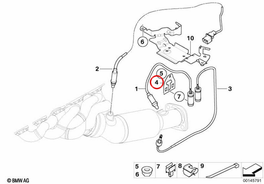 Suporte de sensor lambda OEM 12527835467 para BMW E60, E61, E63, E64. BMW genuíno.