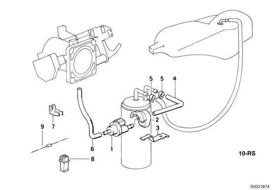 OEM ventilation tube 13901726980 for BMW E34 520i and 525i with M50 motor. Compatible with rear-wheel drive models (1989-1996). Original BMW.