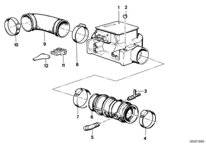 Caudalímetro / Medidor de aire OEM 13621272101 para BMW E28, E24 y E23. Compatible con modelos como 525i, 528i, 628CSi, 735i, entre otros. Pieza original BMW.