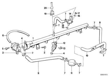 Manguito de admisión OEM 13531307024 para BMW E28, E24, E23 Original BMW.