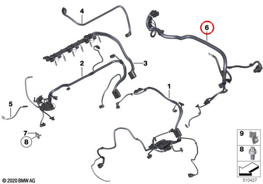 Módulo de transmissão da fiação do motor OEM 12537853459 para BMW F87. BMW genuíno.