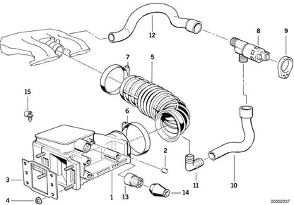 Tubo de admisión OEM 13411727930 para BMW E36 (316i, 318i) y E34 (518i). Original BMW.