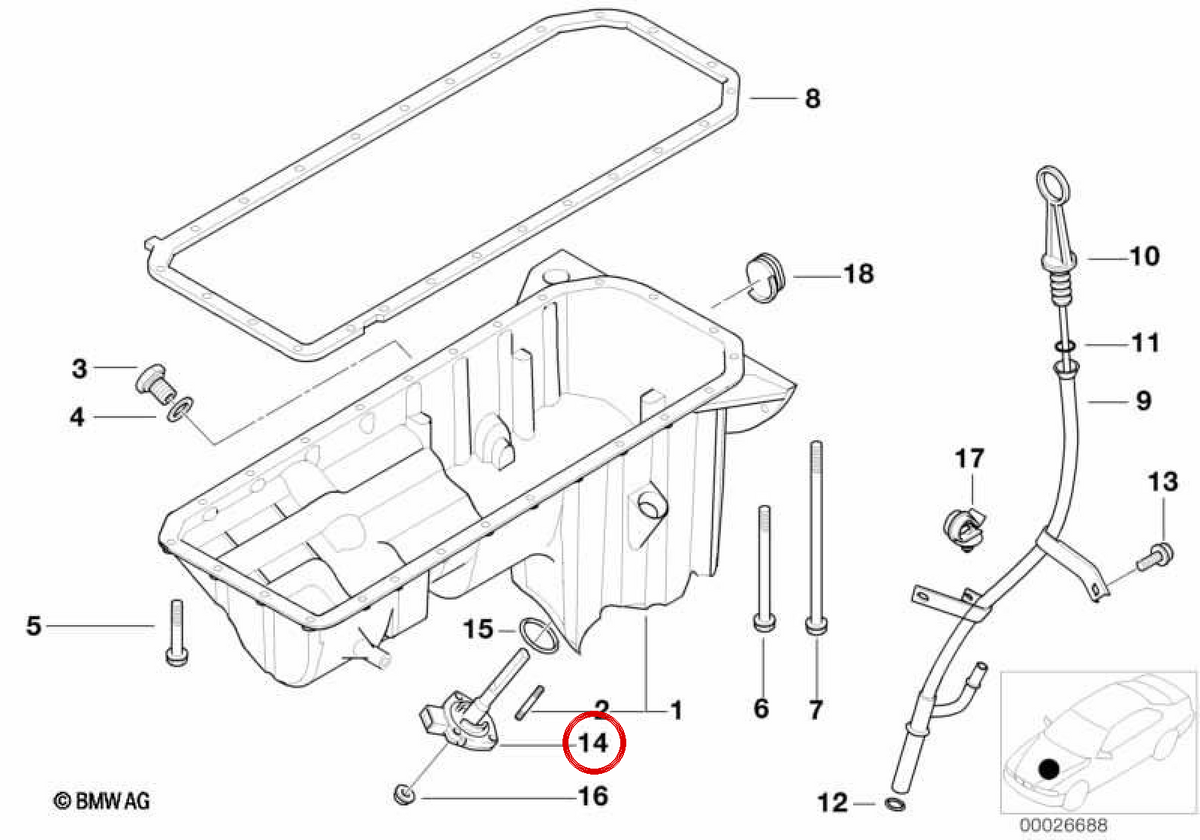 Sensor de nivel de aceite OEM 12617607910 para BMW E81, E82, E87, E88, E90, E91, E92, E93, E60, E61, F07, F10, F11, E63, E64, F06, F12, F13, E65, E66, F01, F02, F04, E84, E83, F25, E53, E70, E71, E72, E85, E86, E89. Original BMW.