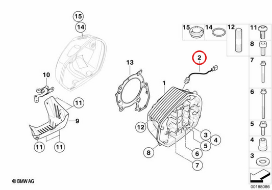Sensor de temperatura da cabeça do cilindro OEM 12627673407 para motos BMW R 1200 GS, R 1200 GS Adventure, R 1200 RT, R 1200 R, R nineT, R 18… e mais. Original BMW Motorrad