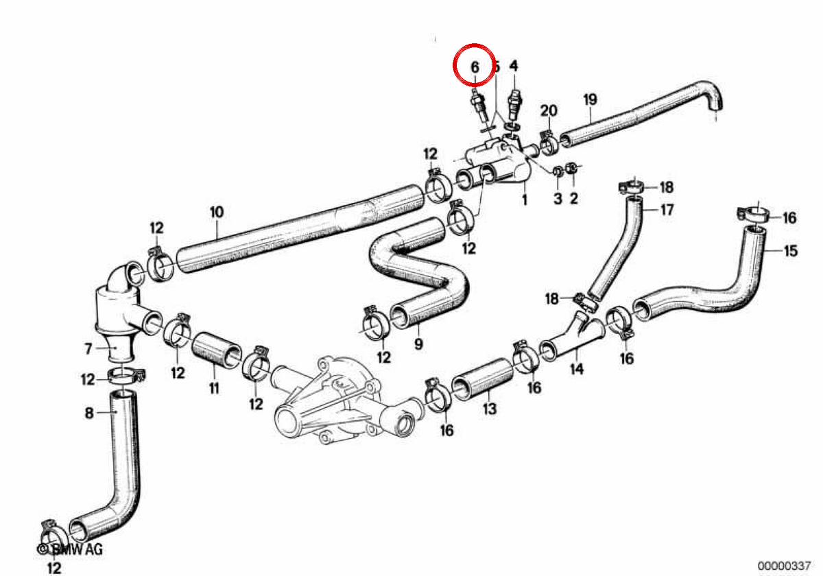 Interrupteur de température OEM 12631279723 pour BMW E21, E30, E12, E28. BMW d'origine.