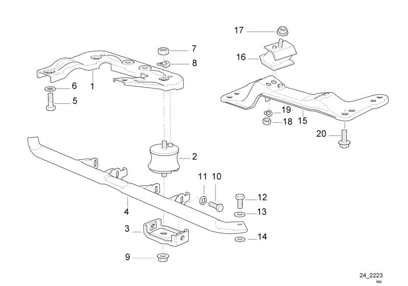 Tuerca hexagonal con placa M8 OEM 22316760944 para MINI Countryman F60, Clubman F54, Cabrio F57... y más. Original MINI.