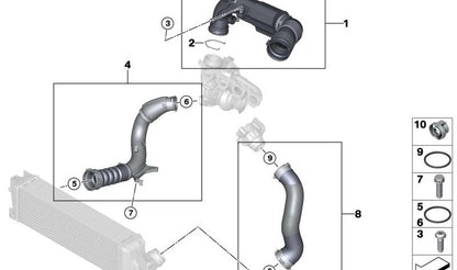 Tubo de admisión de aire OEM 13718655836 para BMW F40, F52, F44, F45, F45N, F46, F46N, F48, F48N, F49, F49N, F39; y para MINI F54, F54N, F55, F55N, F56, F56N, F57, F57N, F60, F60N. Original BMW y MINI.