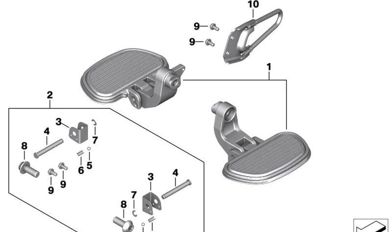 Protección de talón izquierda OEM 46718392688 para motos BMW R 18, R 18 Classic. Original BMW Motorrad.