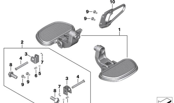 Protección de talón izquierda OEM 46718392688 para motos BMW R 18, R 18 Classic. Original BMW Motorrad.