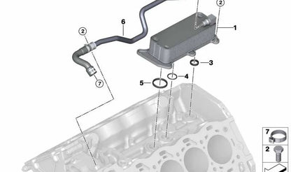 Intercambiador de calor OEM 11427648914 para BMW G30, G11, G12, G14, G15, G16, G05, G06, G07. Compatible con versiones M550i xDrive y ALPINA B5. Original BMW.