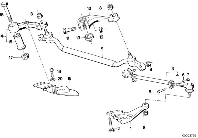 Barra de acoplamiento central OEM 32211138860 para BMW Serie 7 E32 (730i, 730iL, 750i, 750iL) y más. Original BMW.