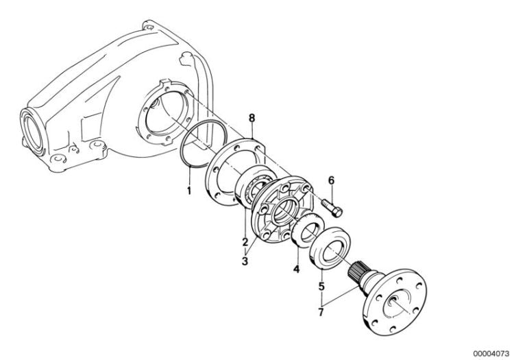 Tapa del cojinete trasero OEM 33111200066 para BMW 1502-2002tii, 3' E21, 1500-2000CS. Original BMW.