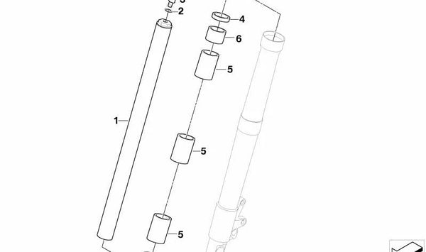Horquilla delantera izquierda OEM 31427669919 para BMW Motorrad R1200GS (K50), R1200GS Adventure (K51), R1200R (K53), R1200RS (K54), R nineT (K21,K22,K23,K32). Original BMW Motorrad.