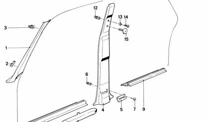Cubierta interior lateral izquierda OEM 51711880547 para BMW E28, E24. Original BMW.