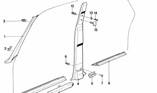 Tapa embellecedora derecha del parabrisas OEM 51431874778 para BMW E28 {518i, 520i y otros modelos compatibles}. Color antracita. Pieza original BMW.