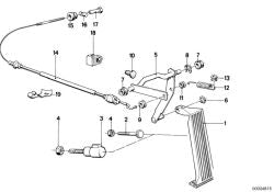 Throttle Cable for BMW 5 Series E28 (OEM 35411153004). Original BMW