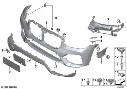 Front license plate holder for BMW G01 (OEM 51117399967). Original BMW