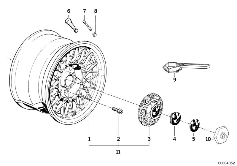 Tapacubos llanta 171mm OEM 36132225623 para BMW E28, E24 y E23. Original BMW.