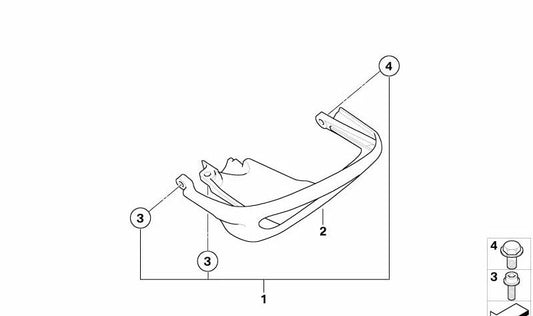 Estribo protector cilindro doble ignición izquierdo OEM 46717675687 para motos BMW R1150GS, R1150GS Adventure, R1150R, R1150RT, R1100S… y más. Original BMW Motorrad.