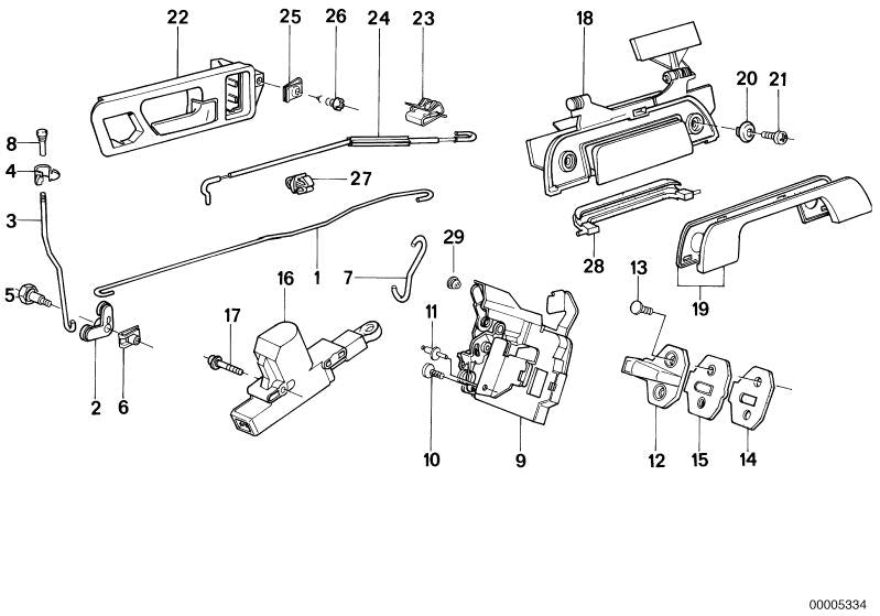 Fermeture de porte OEM 5121196999 pour la série BMW 7 E32 (tous les modèles 730i avec moteur M30). BMW d'origine.