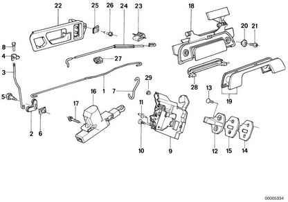 Fermeture de porte OEM 5121196999 pour la série BMW 7 E32 (tous les modèles 730i avec moteur M30). BMW d'origine.