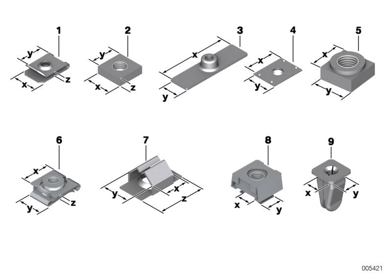 Tuerca de fijación M6 OEM 41117064480 para BMW E81, E82, E87, E88, F20, F21, F22, F23, F30, F31, F32, F33, F36, F10, F11, G20, G30, G01, G05, G07 y más. Original BMW.