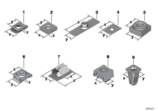 Tuerca de fijación M6 OEM 41117064480 para BMW E81, E82, E87, E88, F20, F21, F22, F23, F30, F31, F32, F33, F36, F10, F11, G20, G30, G01, G05, G07 y más. Original BMW.