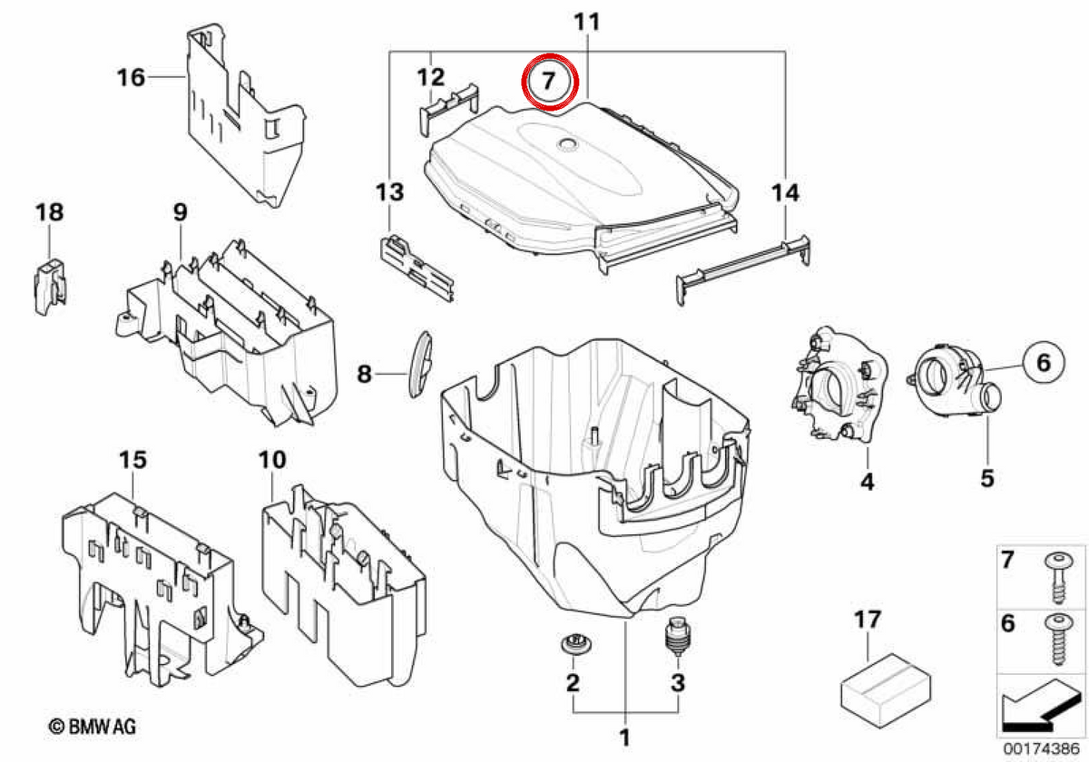 OEM -Kunststoffschraube 12907522588 für BMW E81, E82, E87, E87N, E88, E90, E90N, E91, E91N, E92, E92N, E93, E93N, E84. Original BMW.