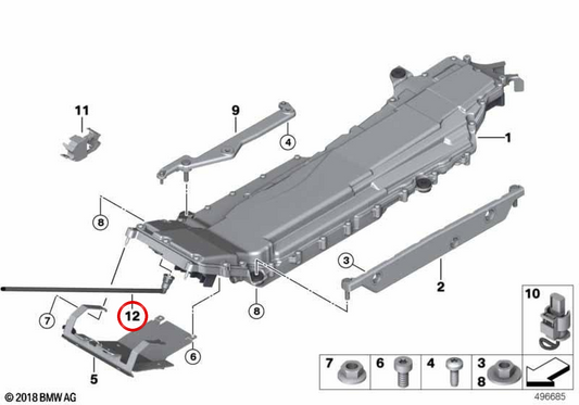 Tubo de ventilación OEM 12907609846 para BMW F10 (535Li, 535i, ActiveHybrid 5) y BMW F01/F02 (Hybrid 7). Original BMW.