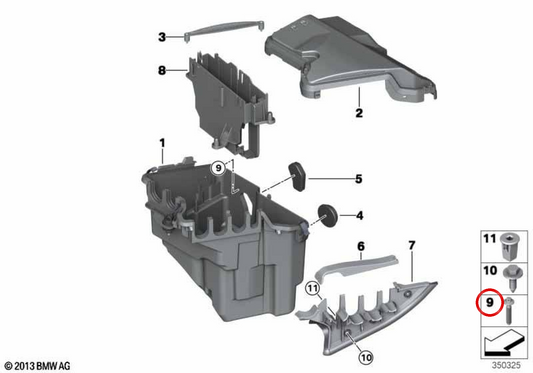 Vis en plastique F 6,0 x 30,5 OEM 12907623665 pour BMW X5 (F15) et X6 (F16). BMW d'origine